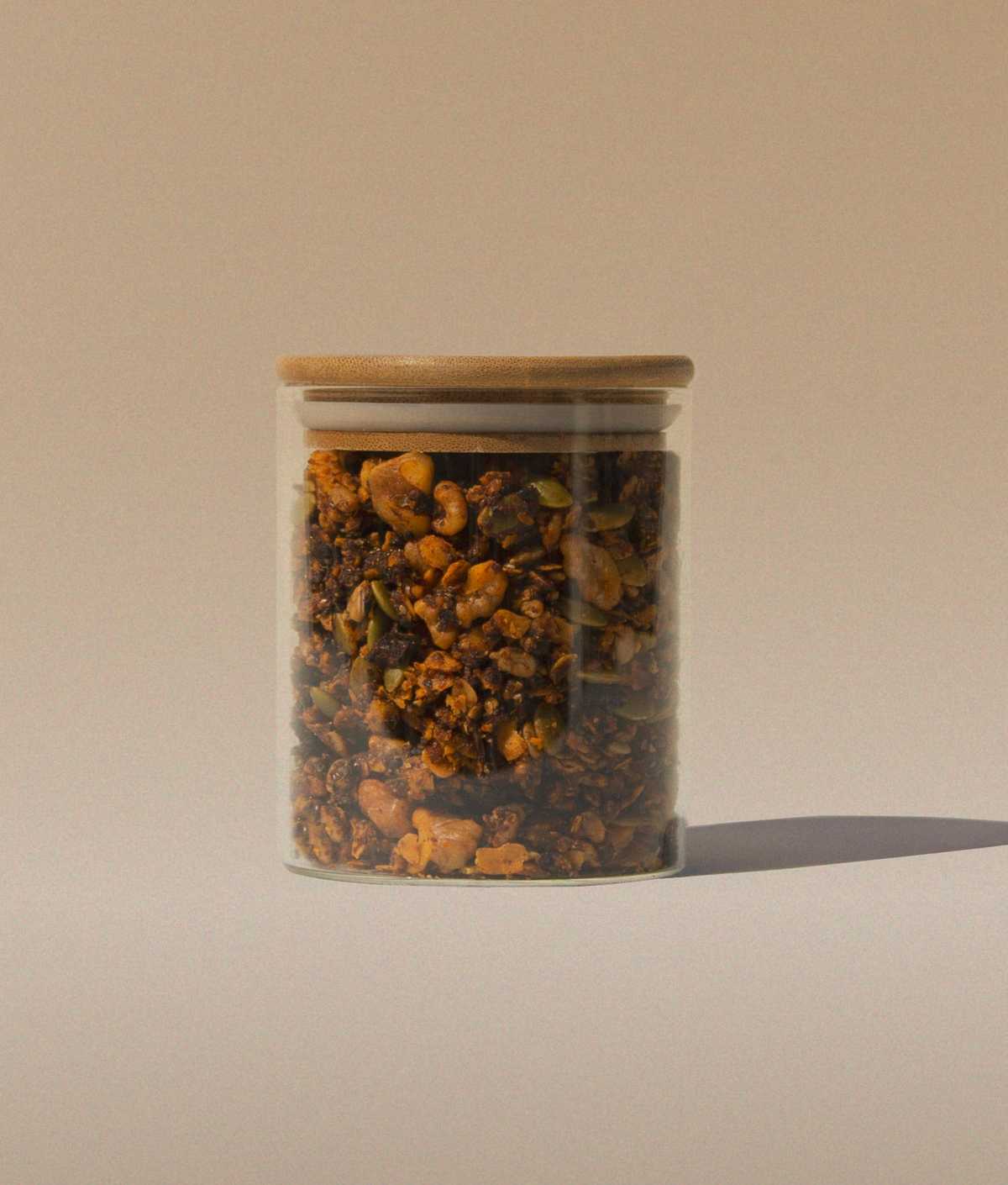 Glass jar of Endurance granola